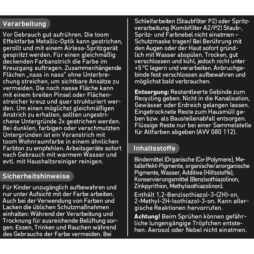 Anleitung für toom Metallic-Effektfarbe