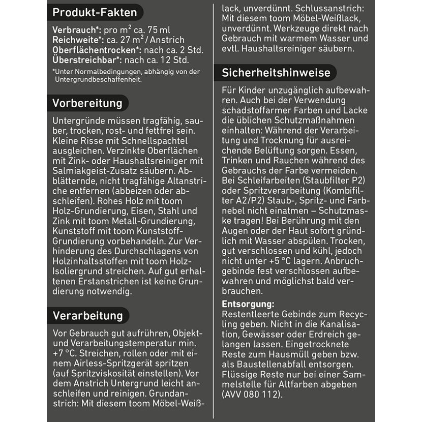 Produktinformation toom Möbel-Weißlack