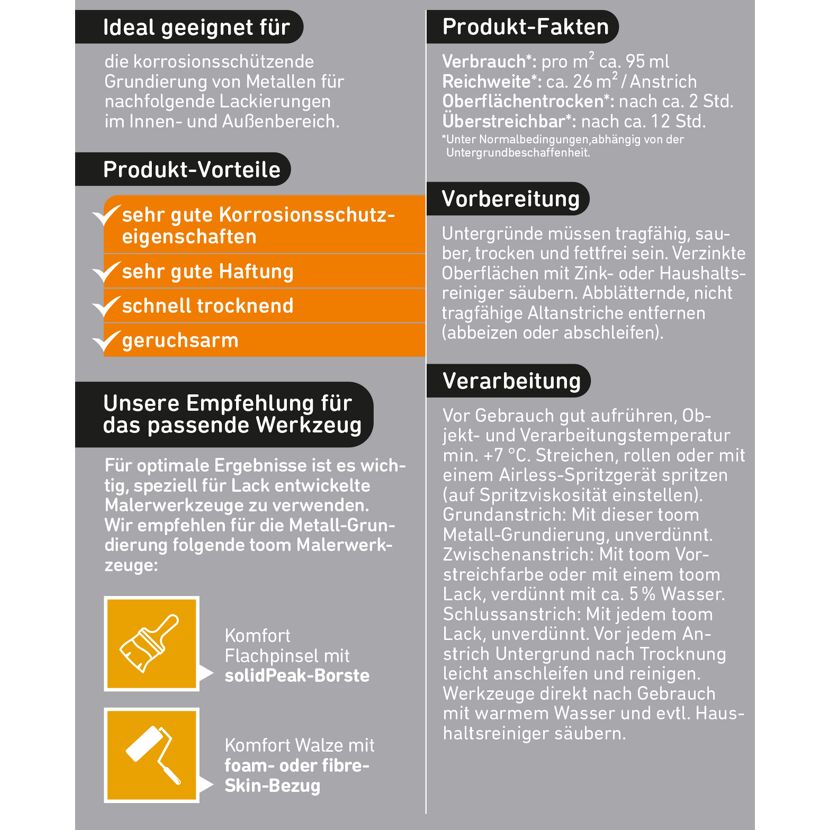 toom Metall-Grundierung, Pinsel und Farbrolle