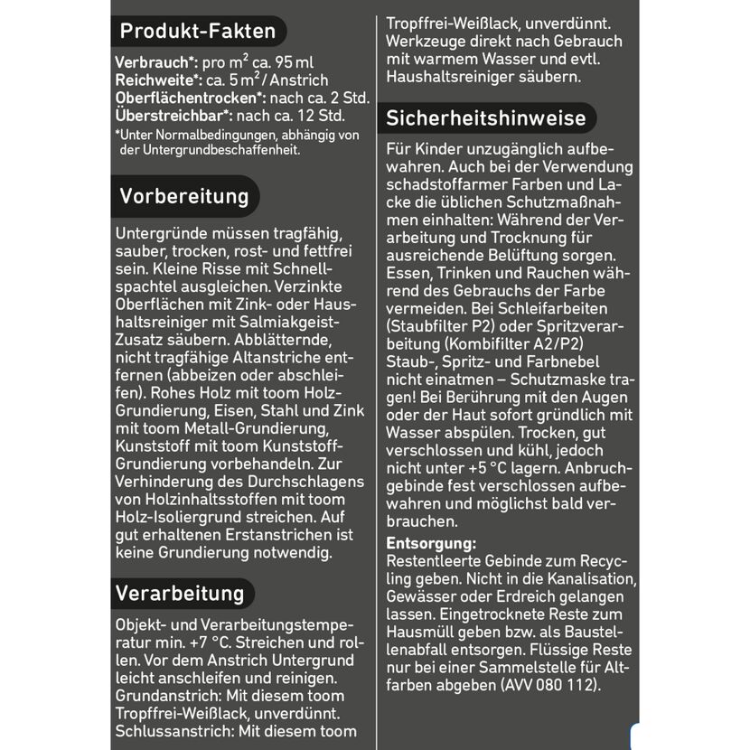 Produktinformation zu toom Tropffrei-Weißlack