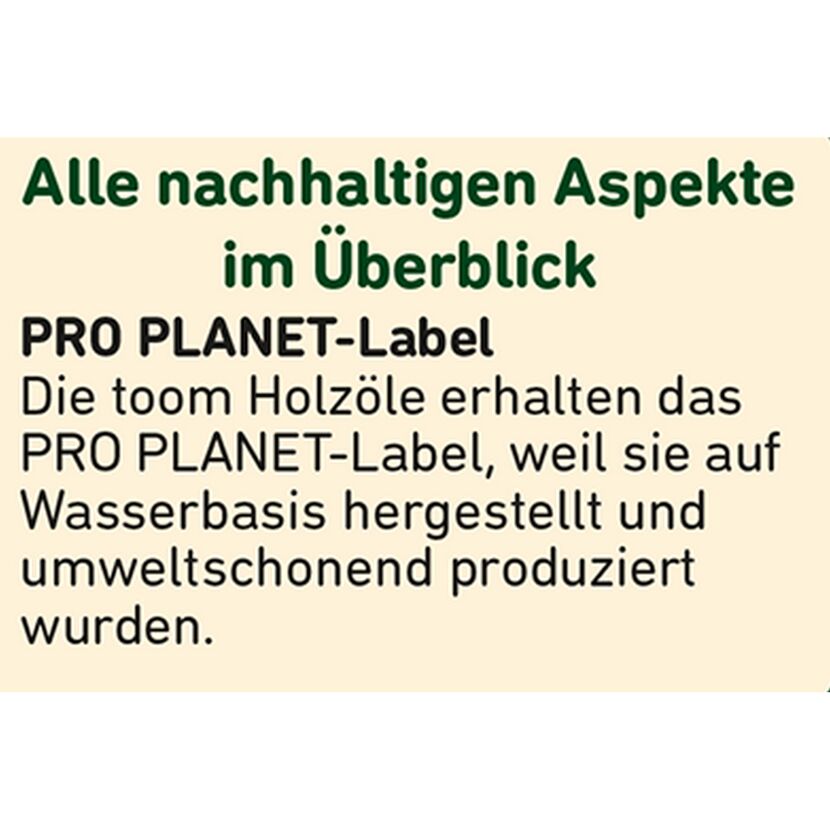 toom Holzöl mit PRO PLANET-Label