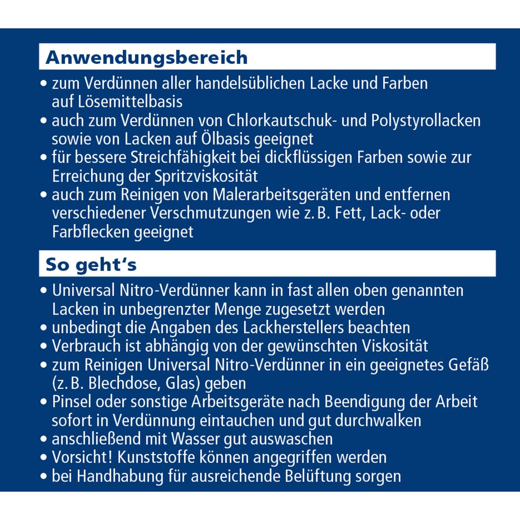 Anwendungsbereich und Gebrauchsanweisung von Nitro-Verdünner