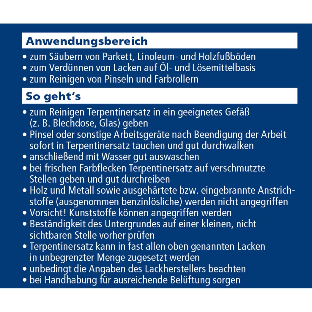 Anleitung zur Verwendung von Terpentinersatz