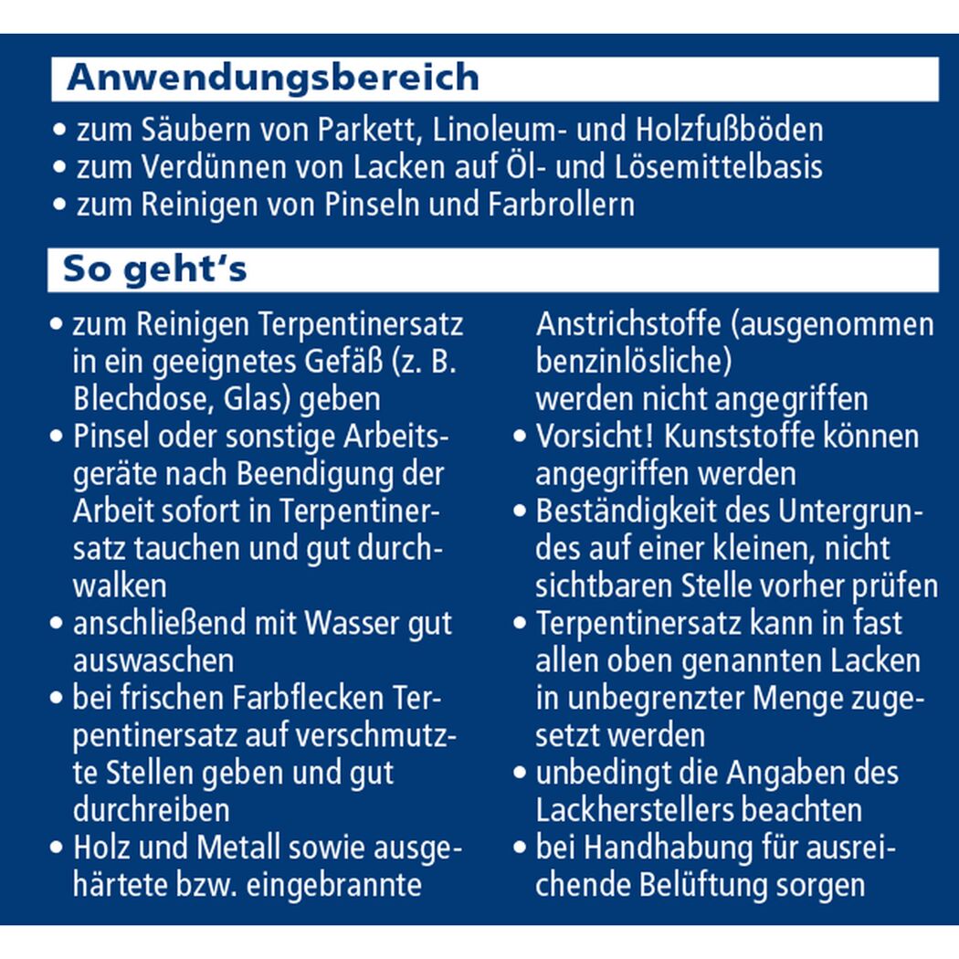 Anleitung zur Verwendung von Terpentinersatz