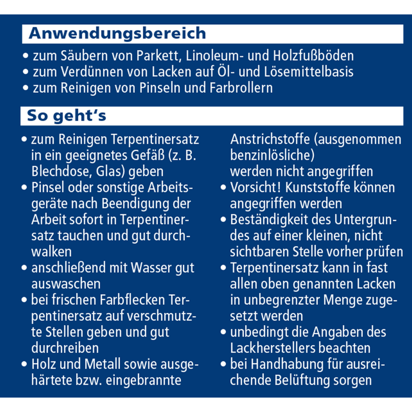 Anleitung zur Verwendung von Terpentinersatz