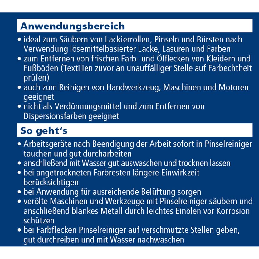 Anwendungsbereich und Gebrauchsanweisung von Pinselreiniger