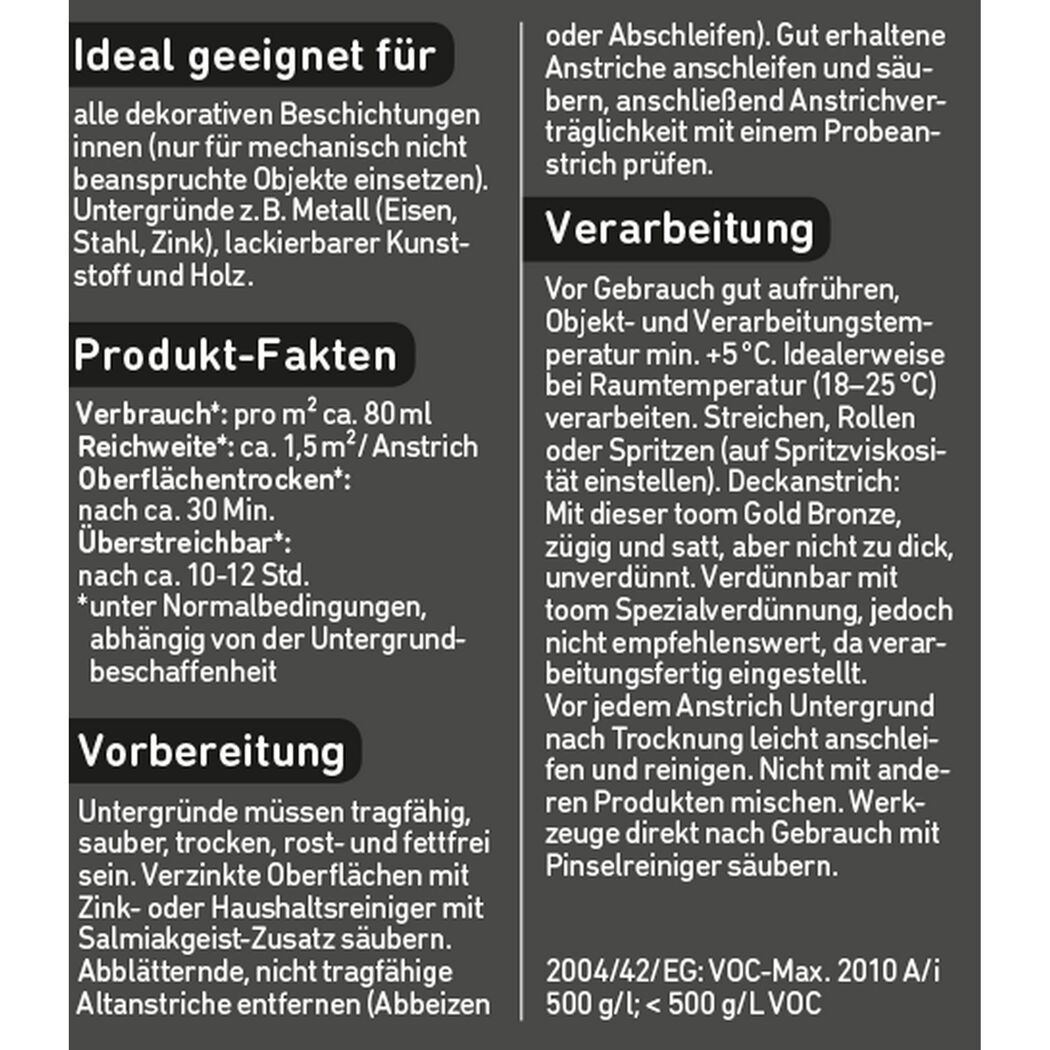 Produktinformation zu Effektlack toom Gold Bronze