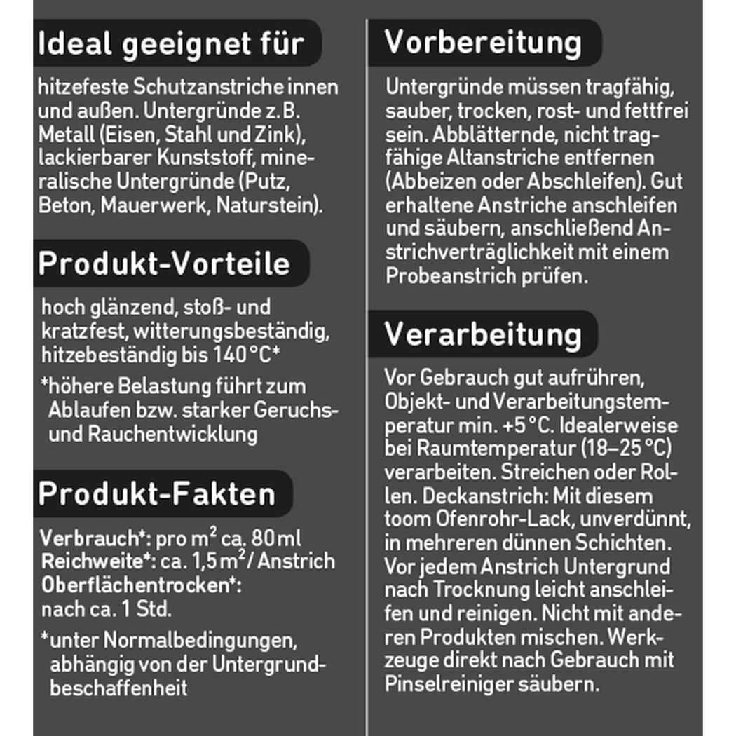 Produktinformation Ofenrohrlack