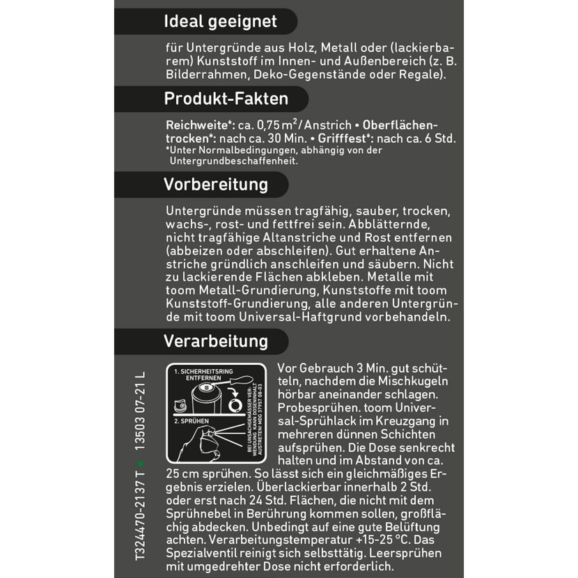 Anleitung für Universal-Sprühlack. Sprühdose.