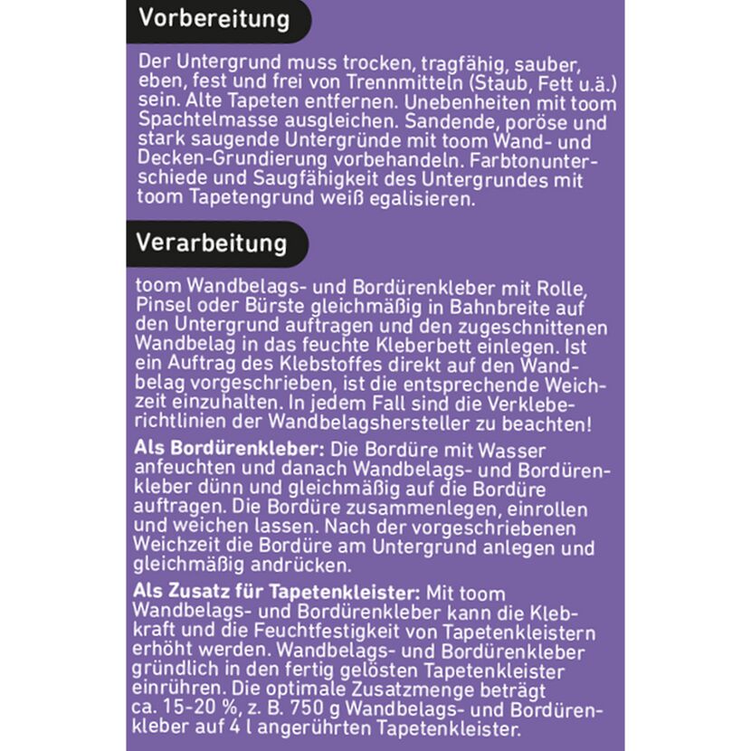 Anleitung zur Vorbereitung und Verarbeitung von Tapetenkleister