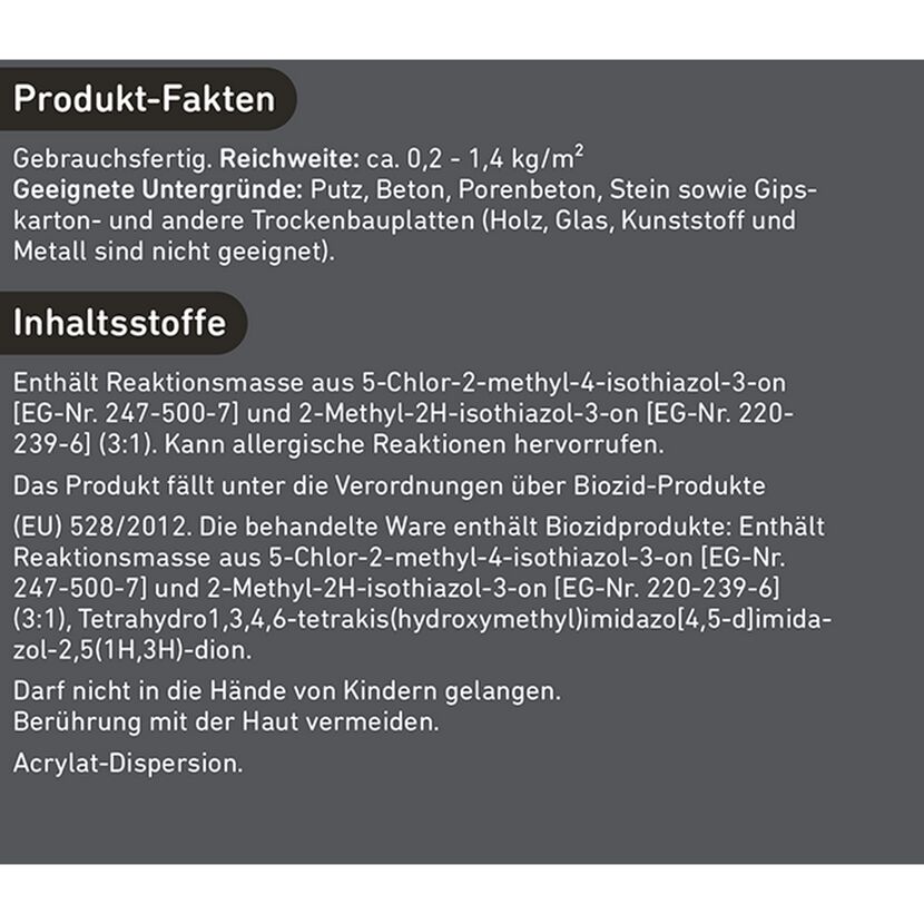 Produktinformation und Inhaltsstoffe Fertig-Innenspachtel