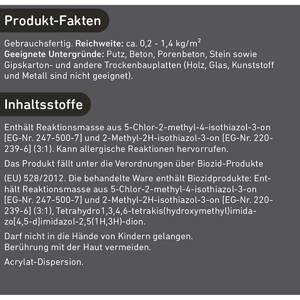 Produktinformation und Inhaltsstoffe Fertig-Innen-Spachtel