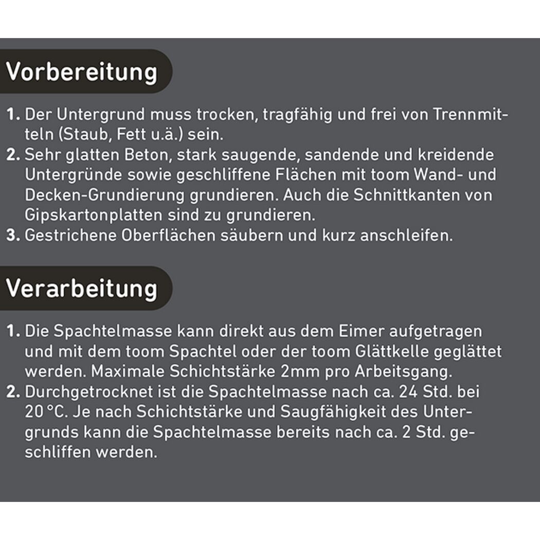 Anleitung zur Verarbeitung von Fertig-Innenspachtel