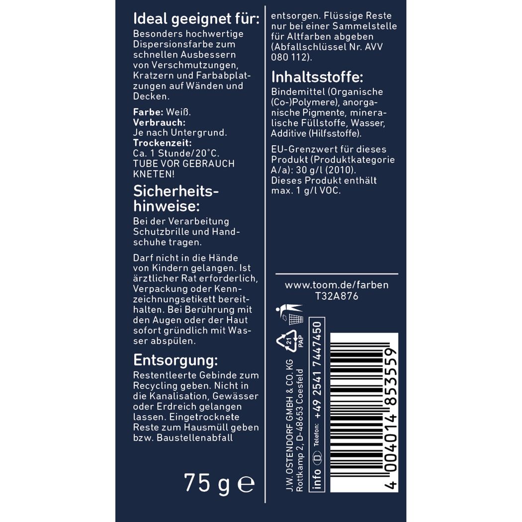 Tube Premium Weiss 75 g