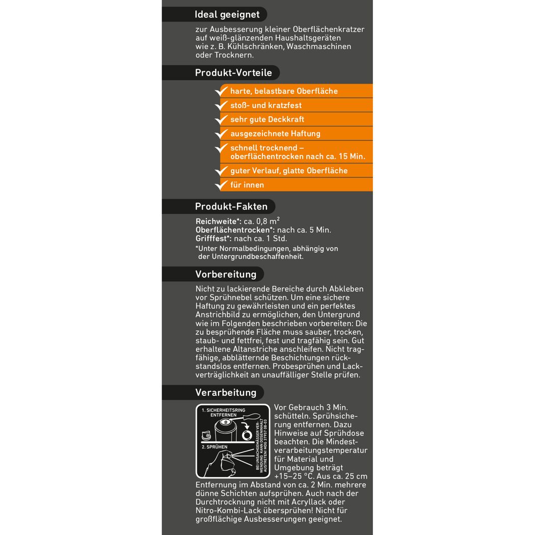 Produktinformation und Anleitung Reparatur-Spray