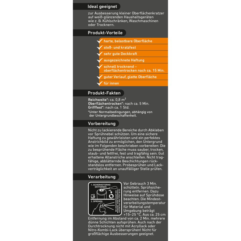 Produktinformation und Anleitung Reparatur-Spray