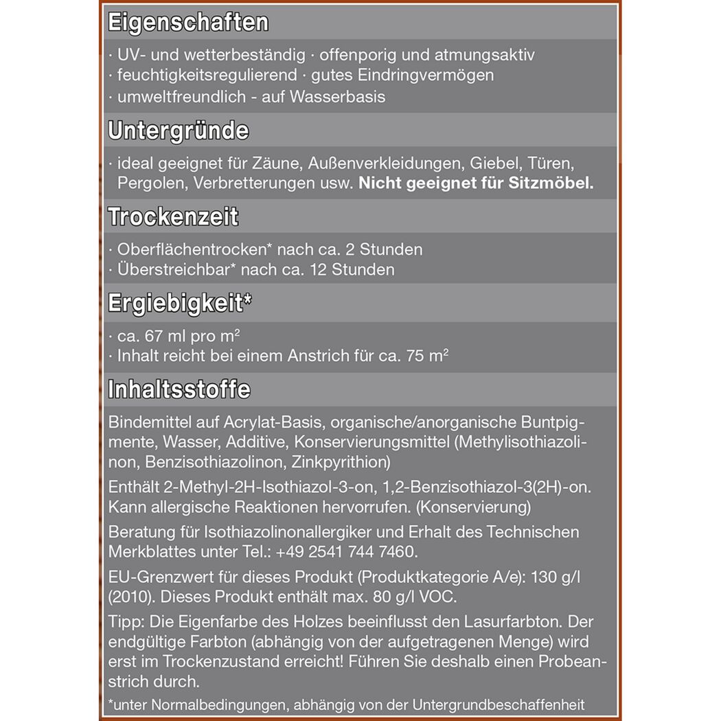 Produktinformation: FLT N Holzlasur 5L palisander