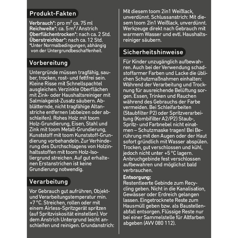 Produktinformation 2in1 Weißlack