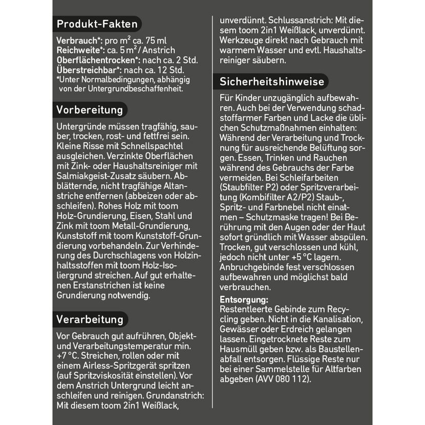 2in1 Weißlack glänzend 375 ml