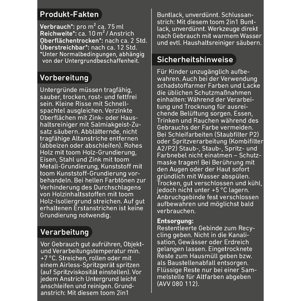 2in1 Buntlack 'Mitternacht' tiefschwarz glänzend 750 ml