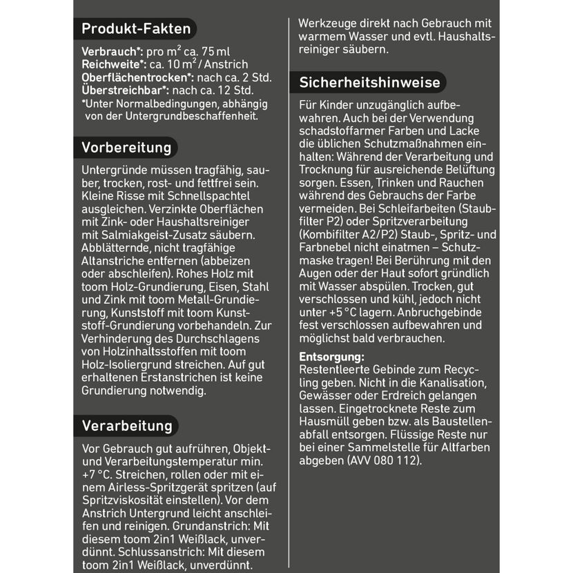 Produktinformation 2in1 Weißlack