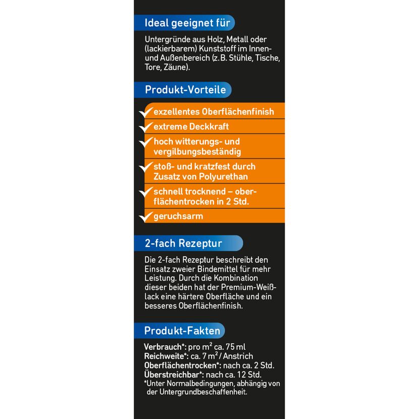 Produktinformation Premium-Weisslack