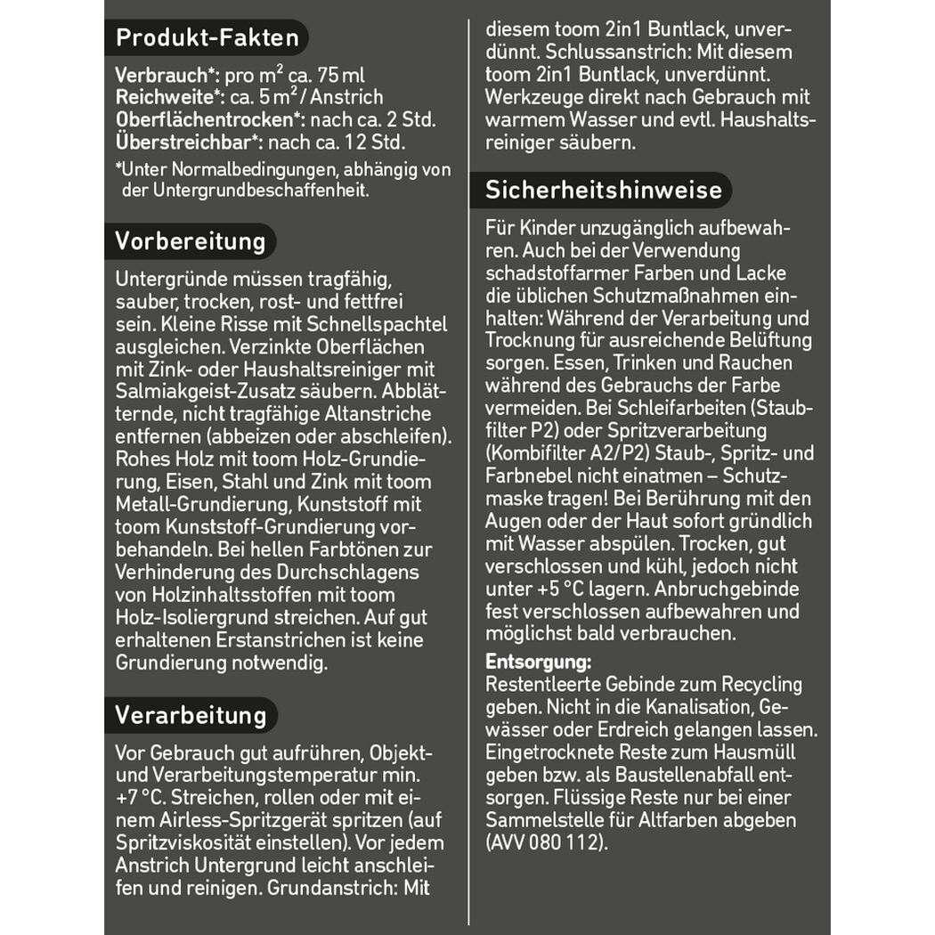 2in1 Buntlack 'Mitternacht' tiefschwarz seidenmatt 375 ml