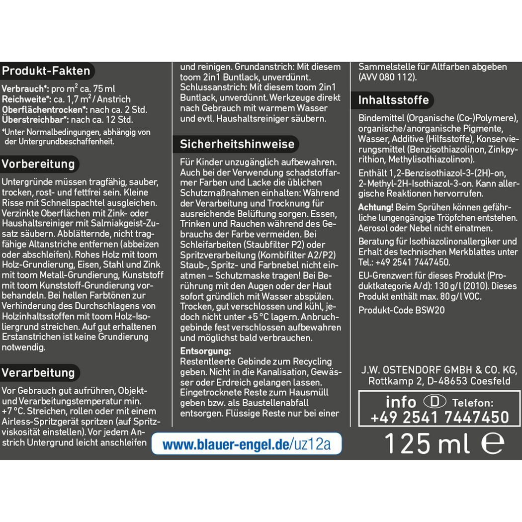 2in1 Buntlack 'Eisblume' reinweiß seidenmatt 125 ml
