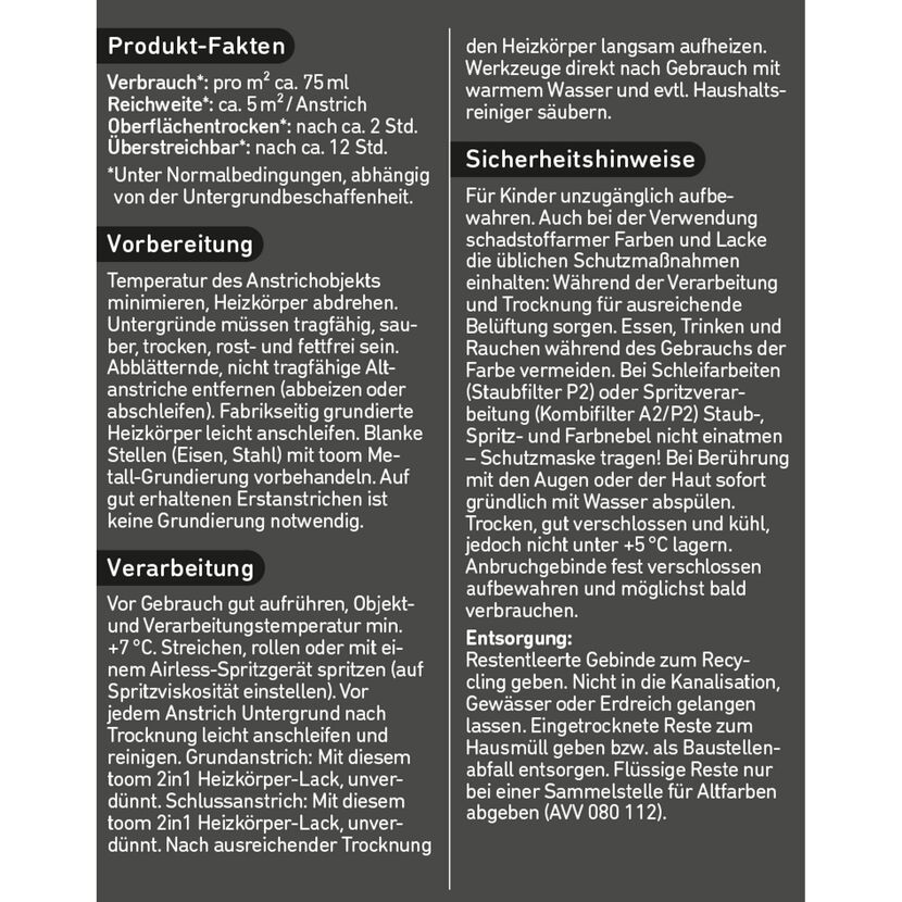 Produktinformation 2in1 Heizkörperlack