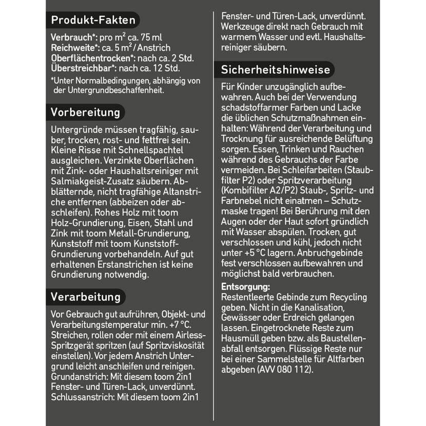 Produktinformation 2in1 Fenster- und Türen-Lack