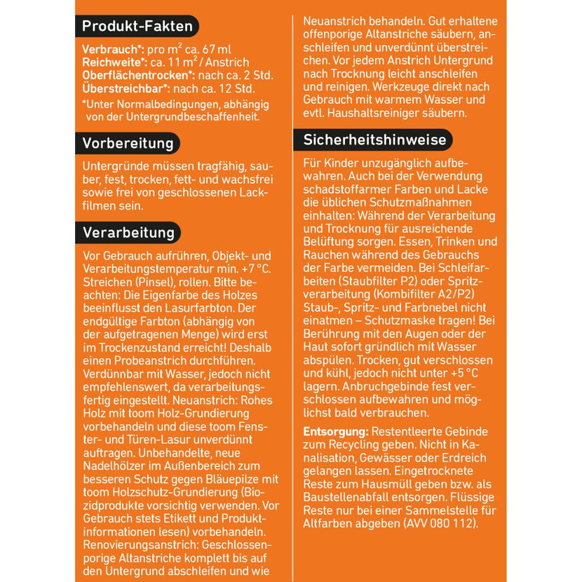 Produktinformation Fenster- und Türen-Lasur