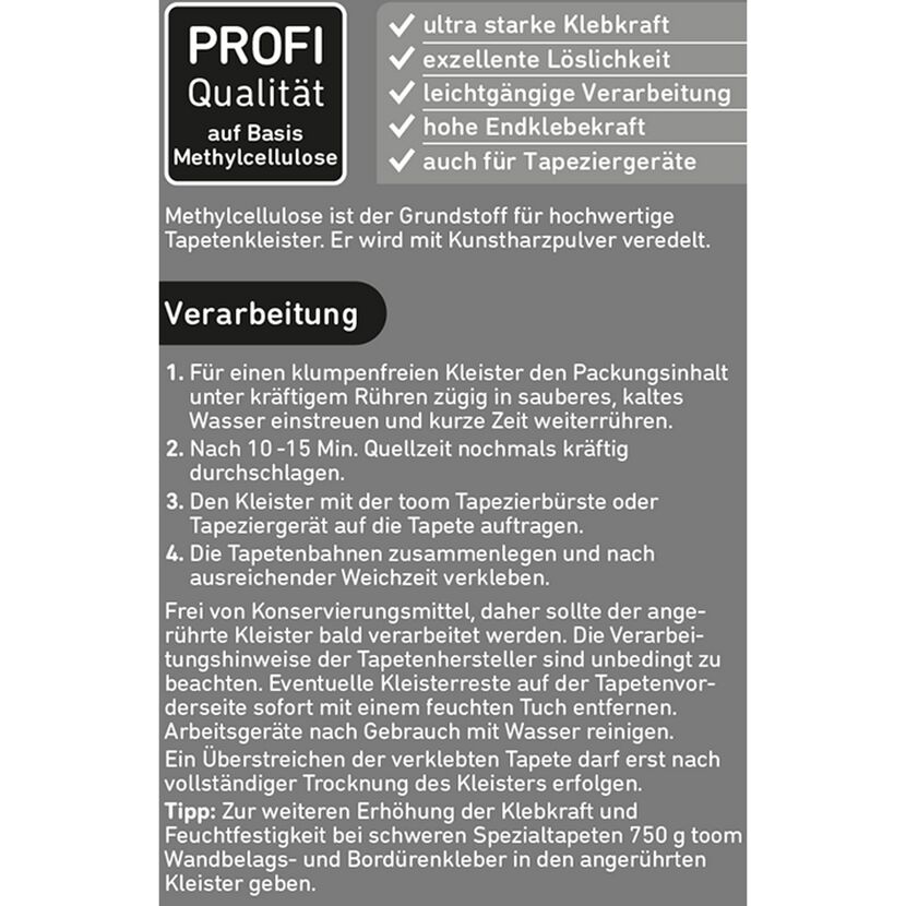 Anleitung zur Verarbeitung von Tapetenkleister
