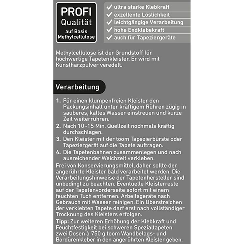 Anleitung zur Verarbeitung von Tapetenkleister