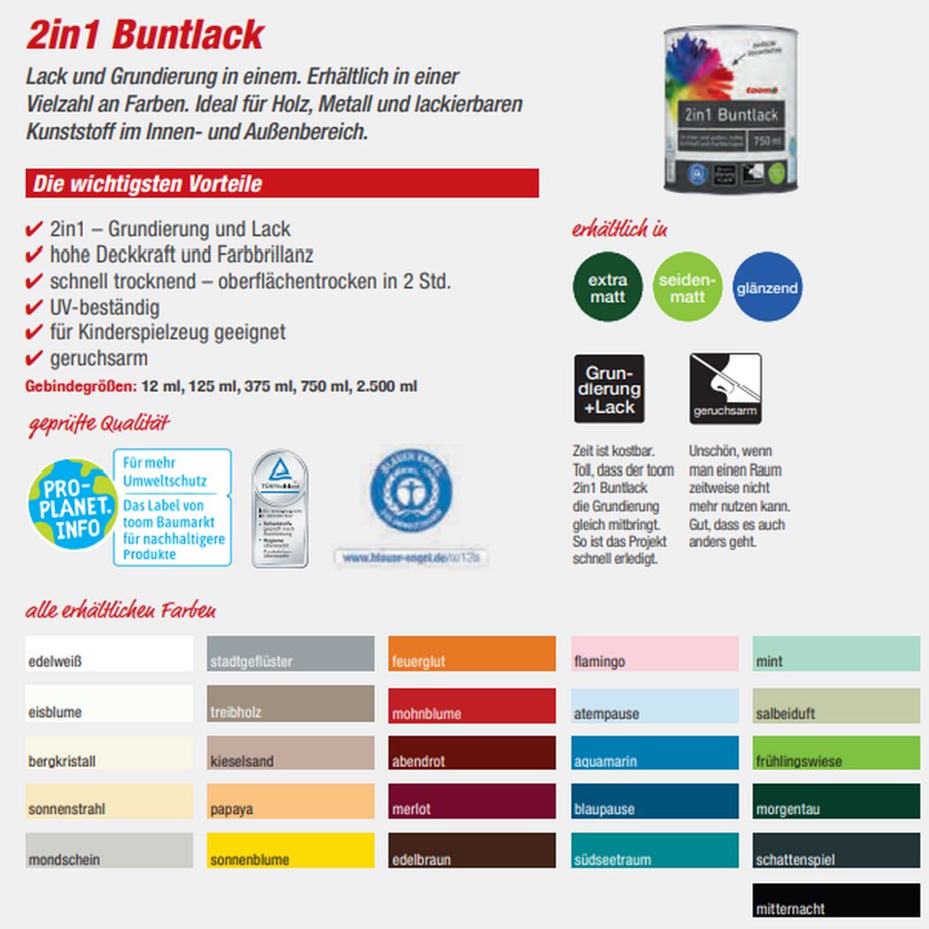 2in1 Buntlack 'Eisblume' reinweiß seidenmatt 125 ml