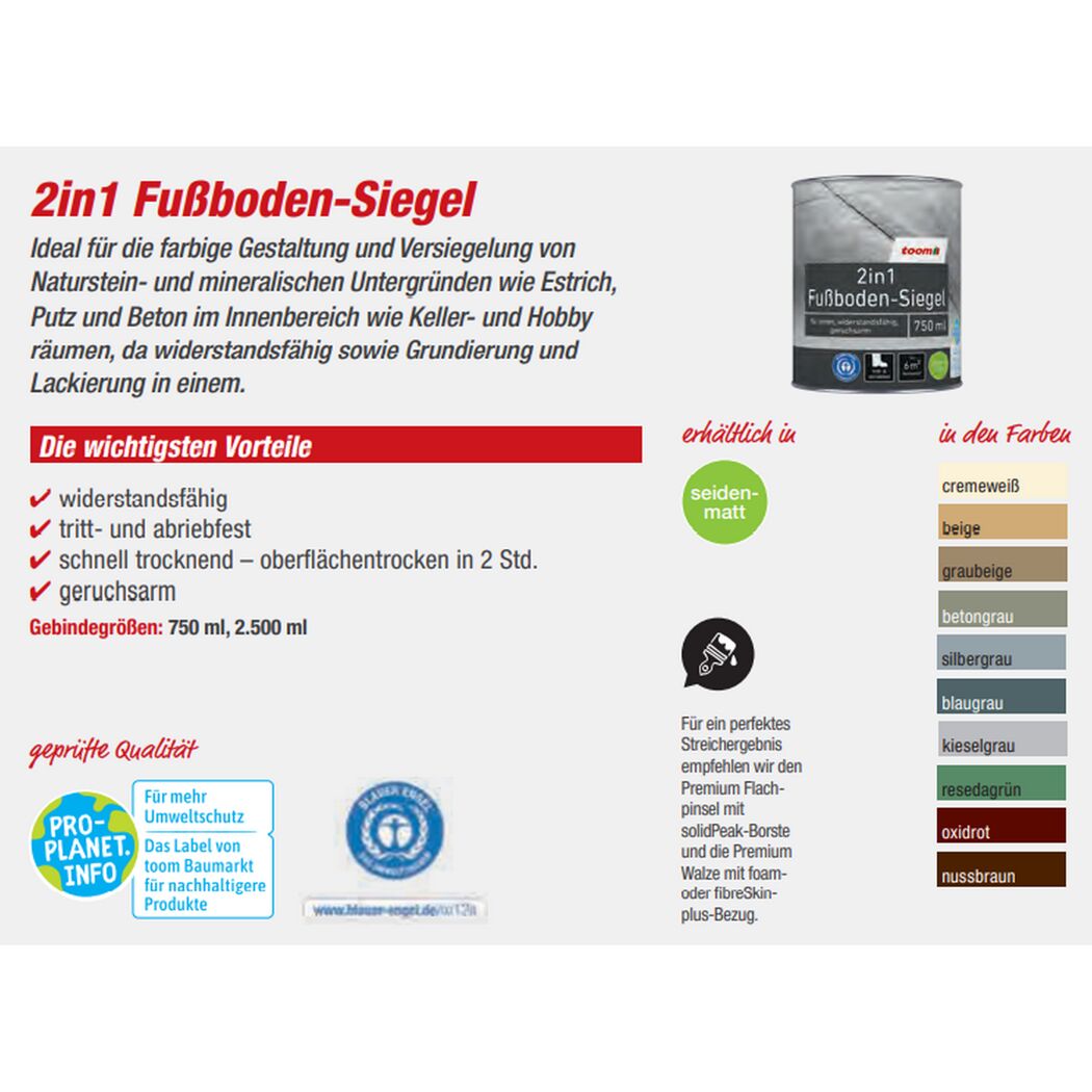 toom 2in1 Fußboden-Siegel, 750 ml