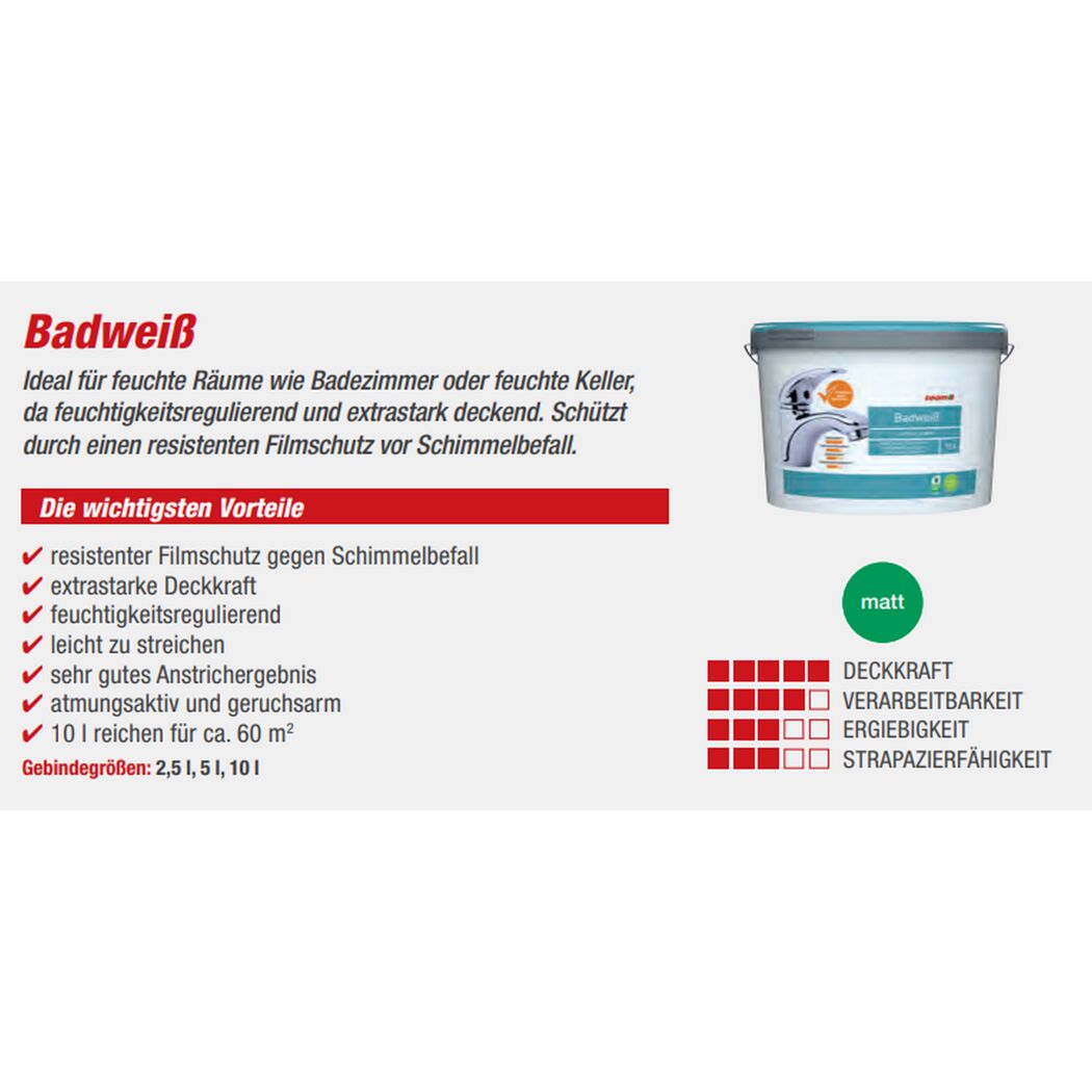 Badweiß seidenmatt 5 l