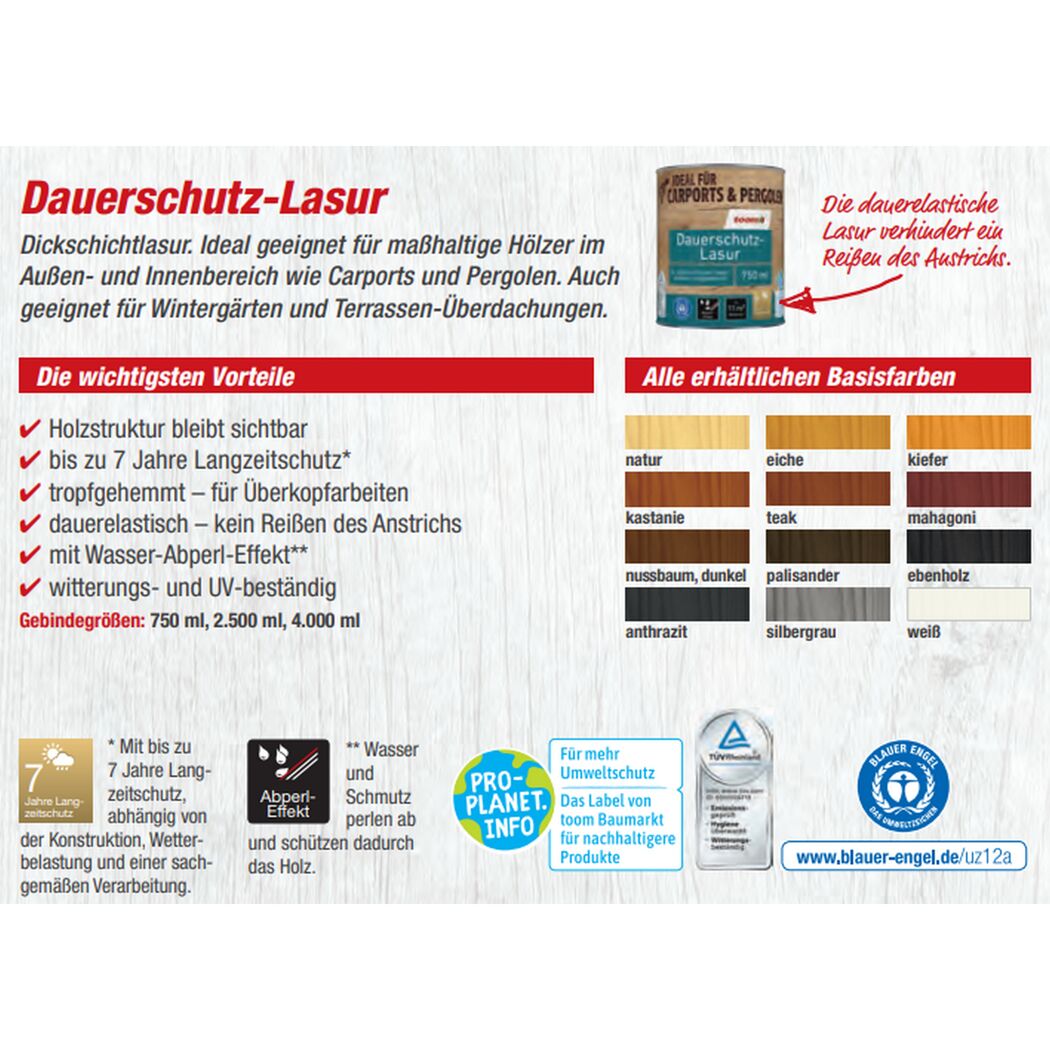 Dauerschutzlasur kastanienfarben 2,5 l