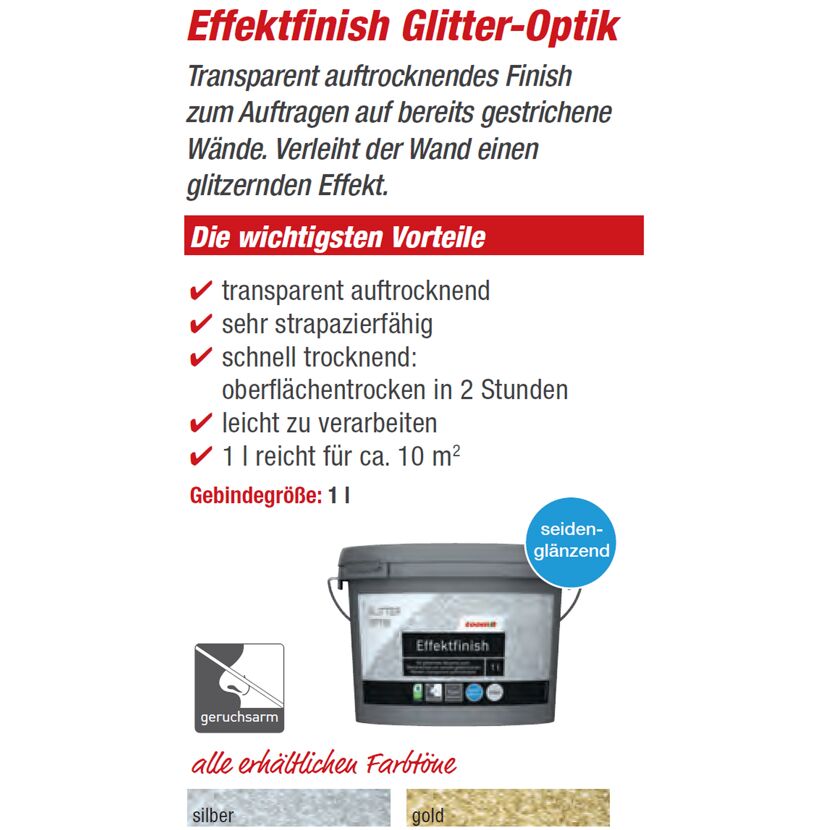 Effektfinish Glitter-Optik in Silber und Gold