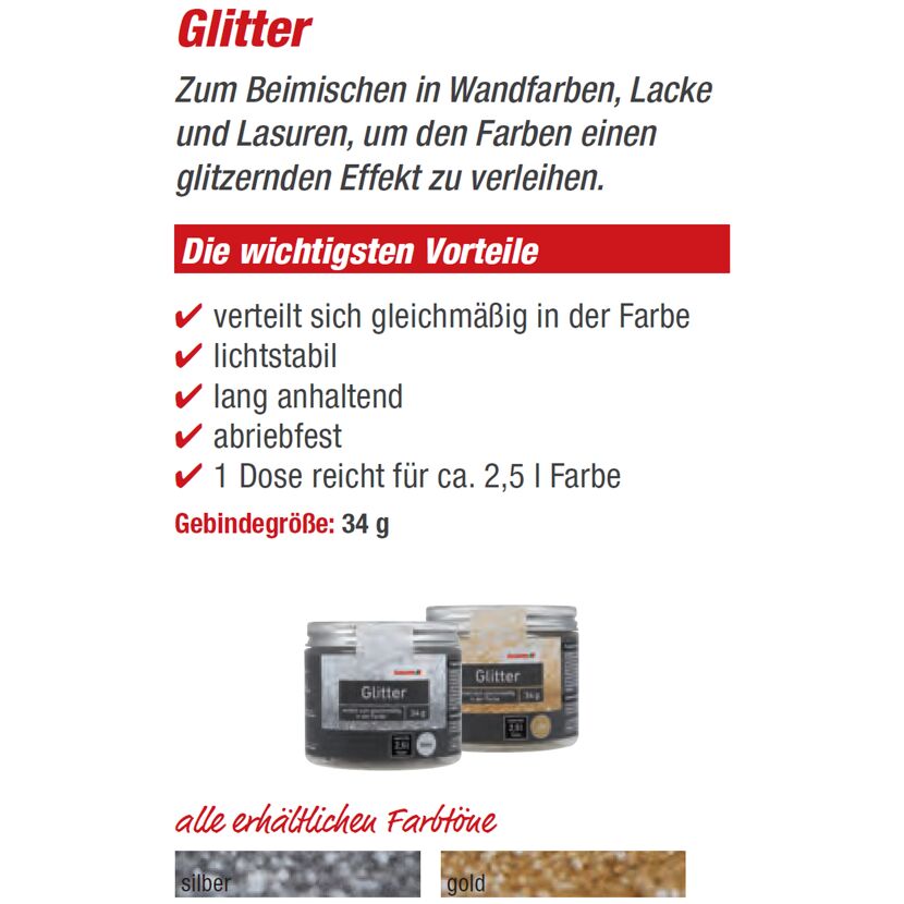 Glitter in Silber und Gold