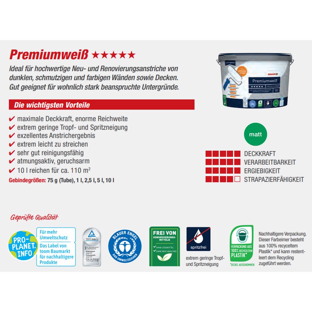 Premiumweiß matt 10 l