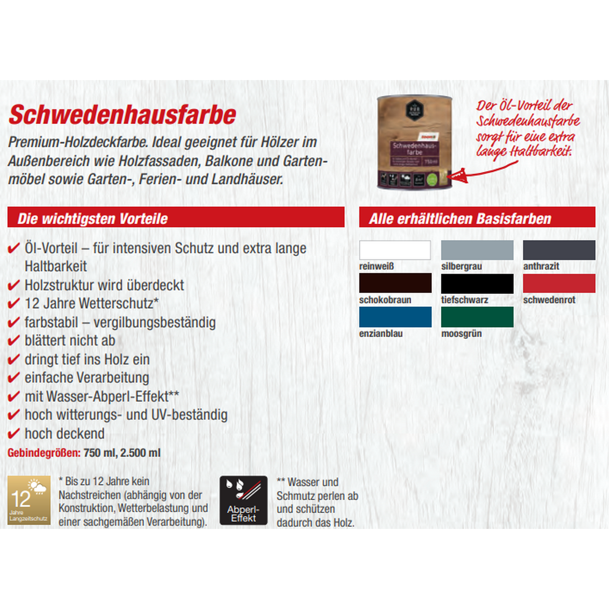 Schwedenhausfarbe schokobraun 750 ml + product picture
