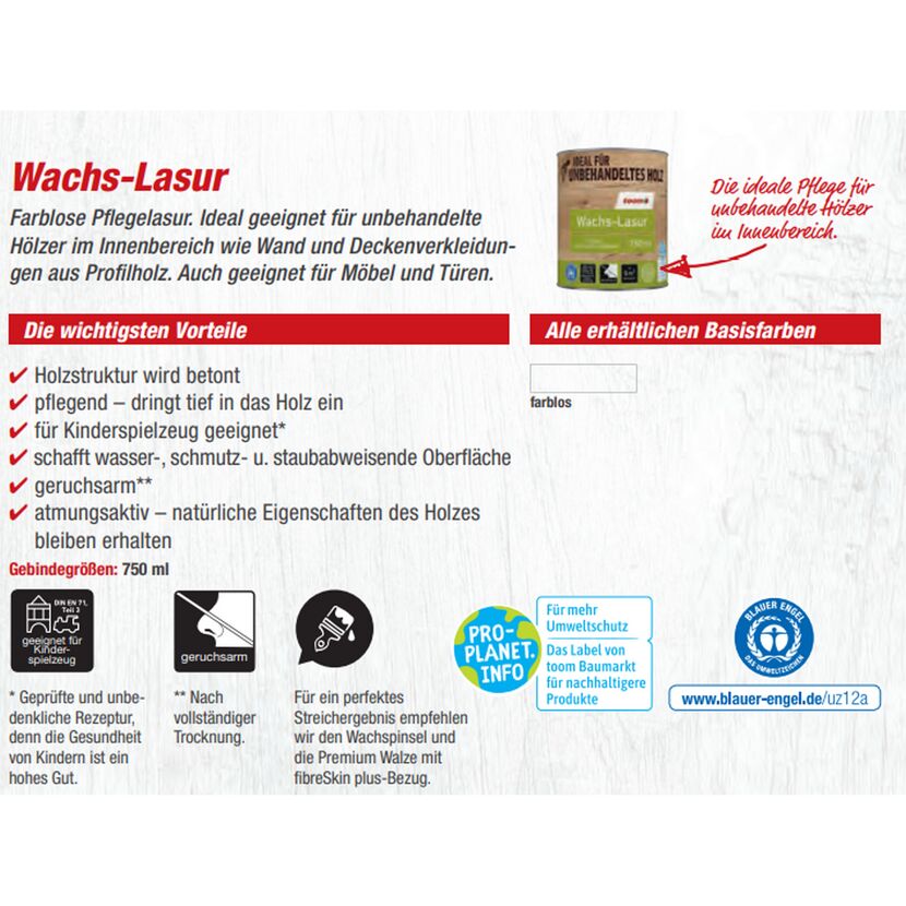 Wachslasur transparent 750 ml