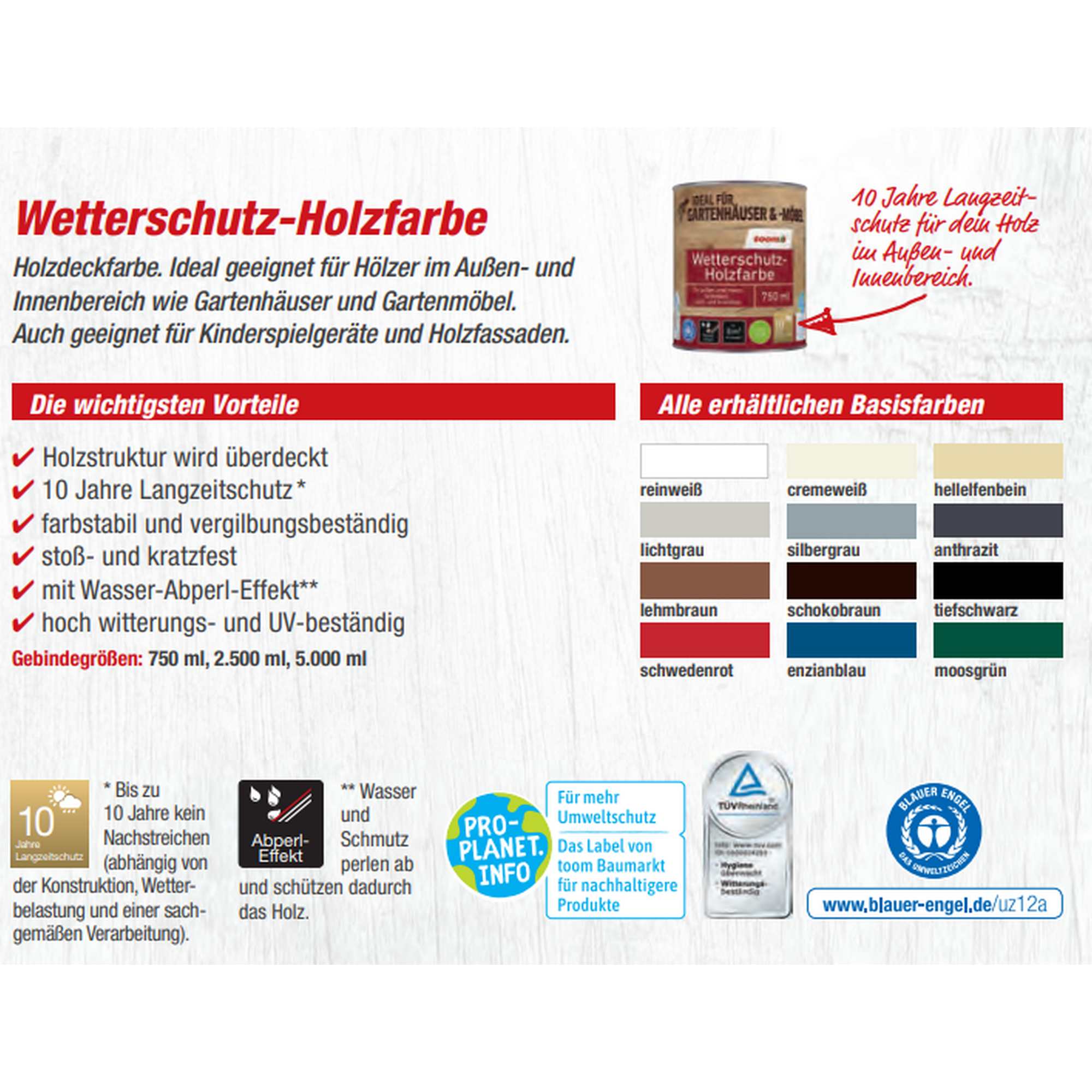 Wetterschutz-Holzfarbe taubenblau 2,5 l + product picture