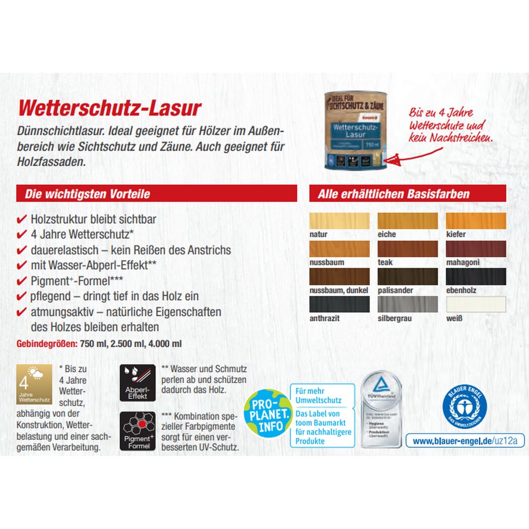 Wetterschutz-Lasur weiß 2,5 l