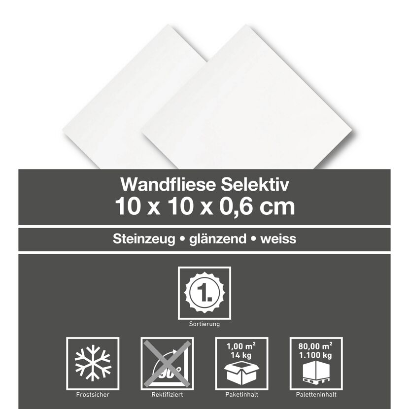 Zwei weiße glänzende Wandfliesen