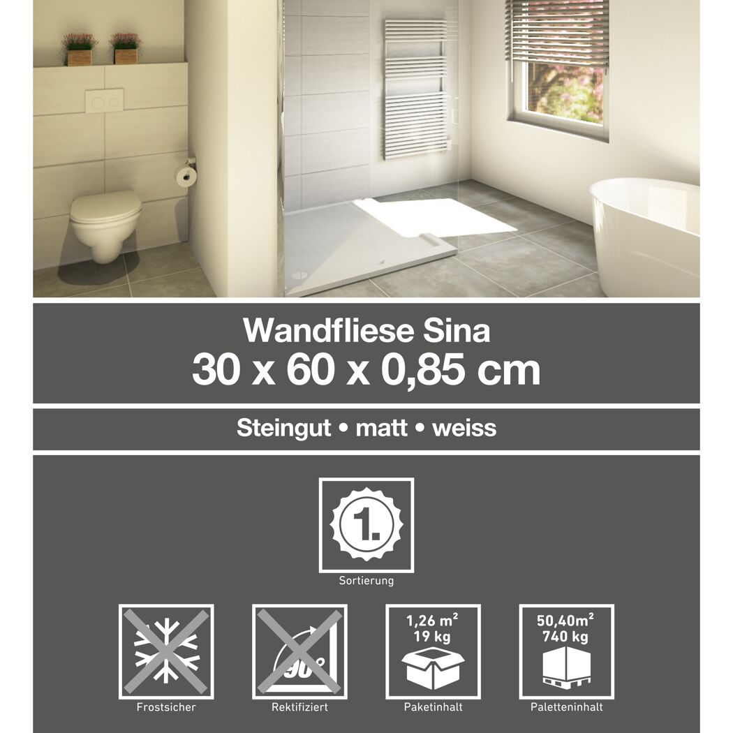 Badezimmer mit weißen Wandfliesen