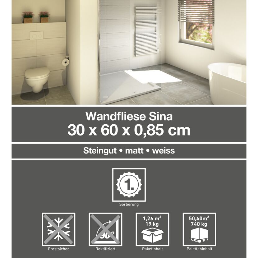 Badezimmer mit weißen Wandfliesen