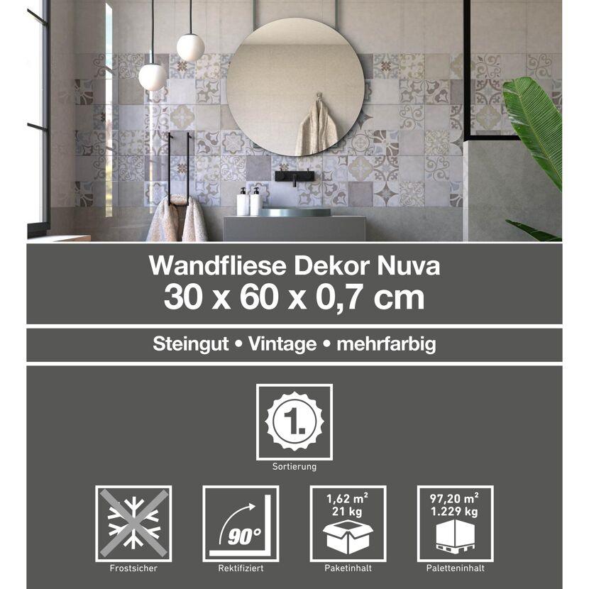 Badezimmer mit Vintage-Wandfliesen