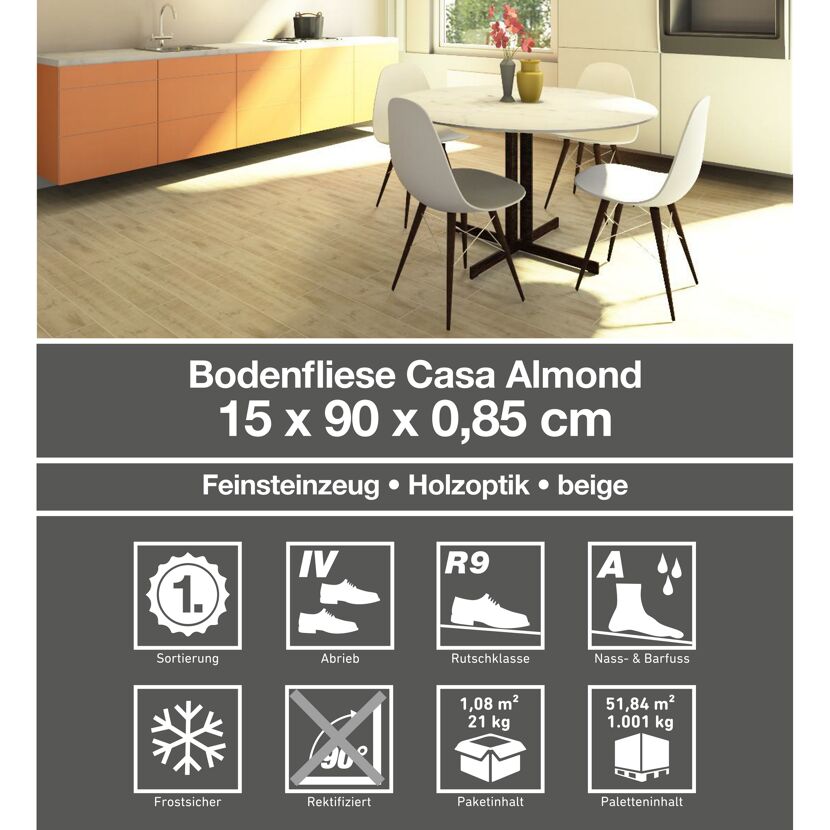 Beige Bodenfliese Casa Almond verlegt
