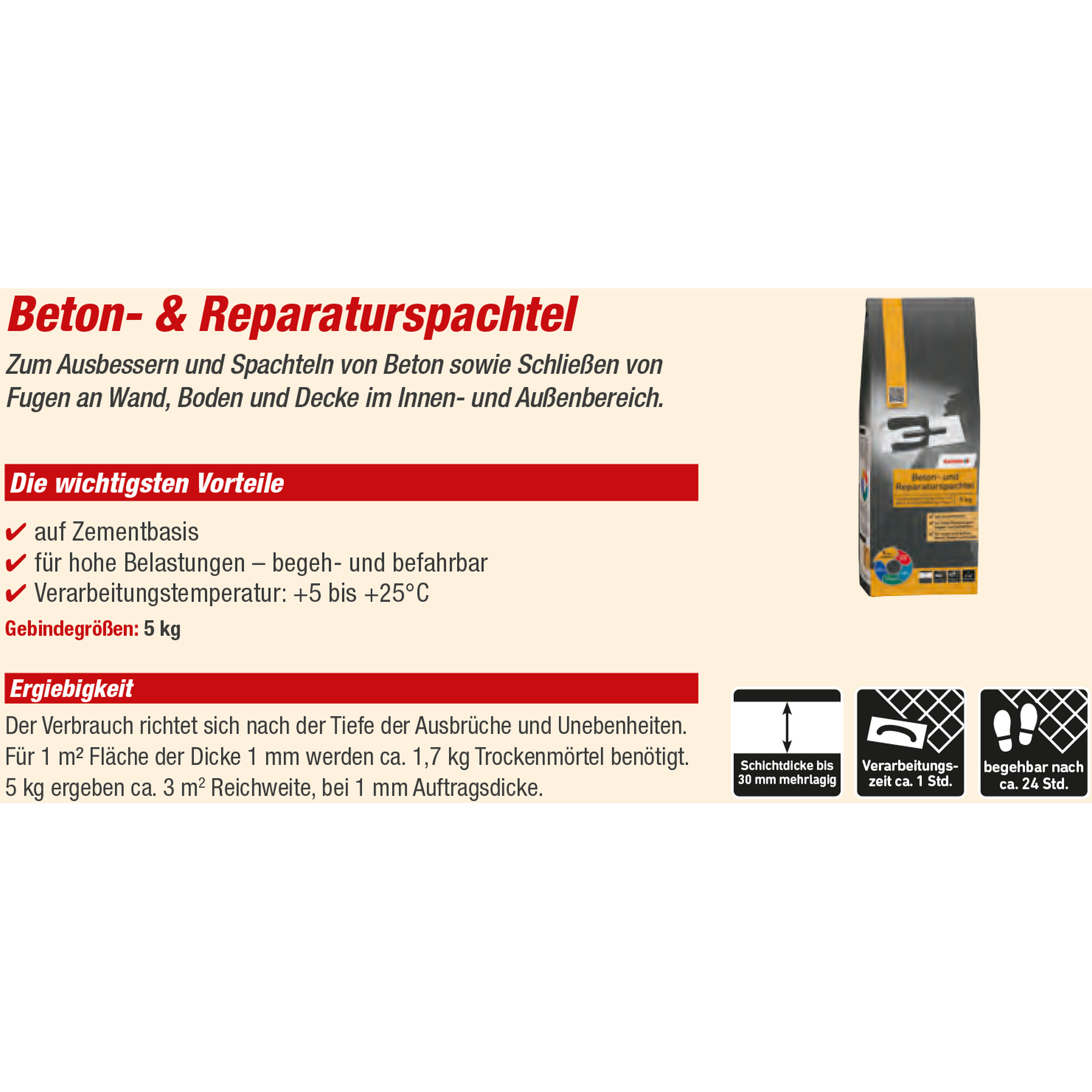 Beton- und Reparaturspachtel 5 kg + product picture